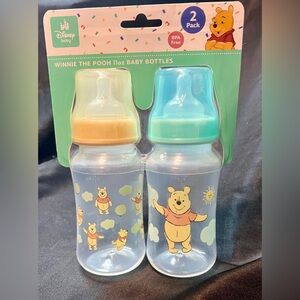 Disney Winnie the Pooh Baby Bottle Duo with Teal and Yellow Caps